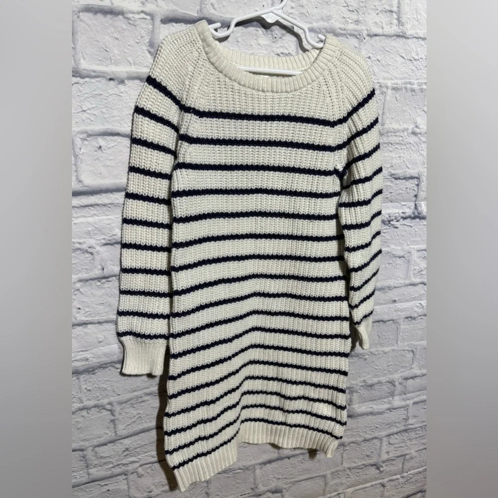 Crazy 8 White & Navy Striped Knit Sweater Dress, Size 7/8